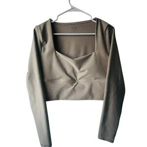 Chic Tan Long Sleeve Crop Top